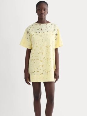 Light Yellow Eyelet Shift Dress